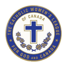 CWL logo wiith text Catholic womens league of canada. For god and canada